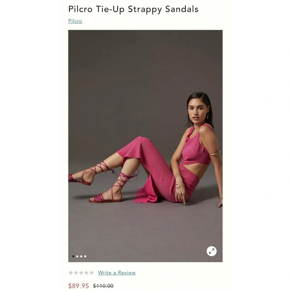 Anthropologie Pilcro Pink Tie-Up Strappy Sandals NWT SZ 10 - Picture 14 of 16